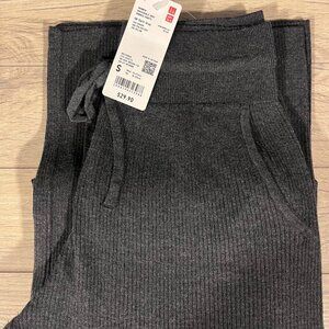 Uniqlo Woman Washable Knit Ribbed Pants Dark Gray Small
